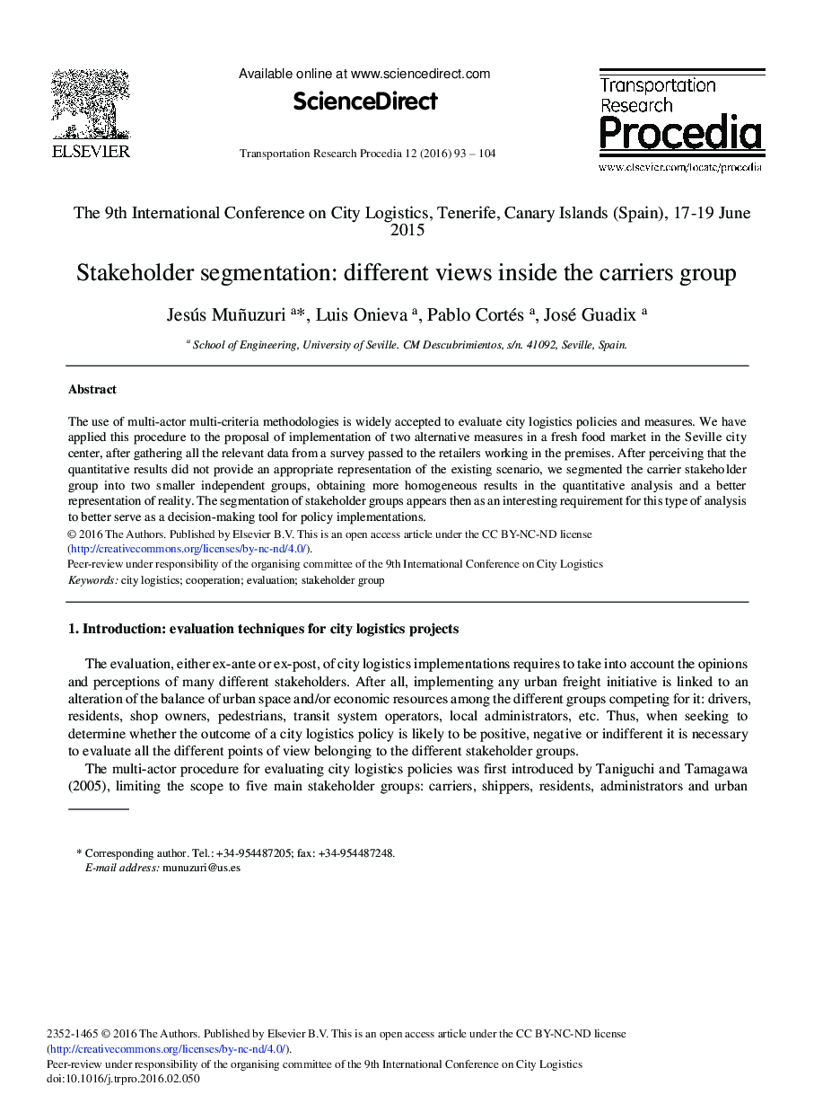 Stakeholder Segmentation: Different Views Inside the Carriers Group 