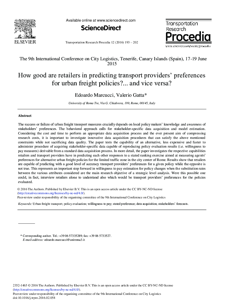 How Good are Retailers in Predicting Transport Providers’ Preferences for Urban Freight Policies?... And Vice Versa? 