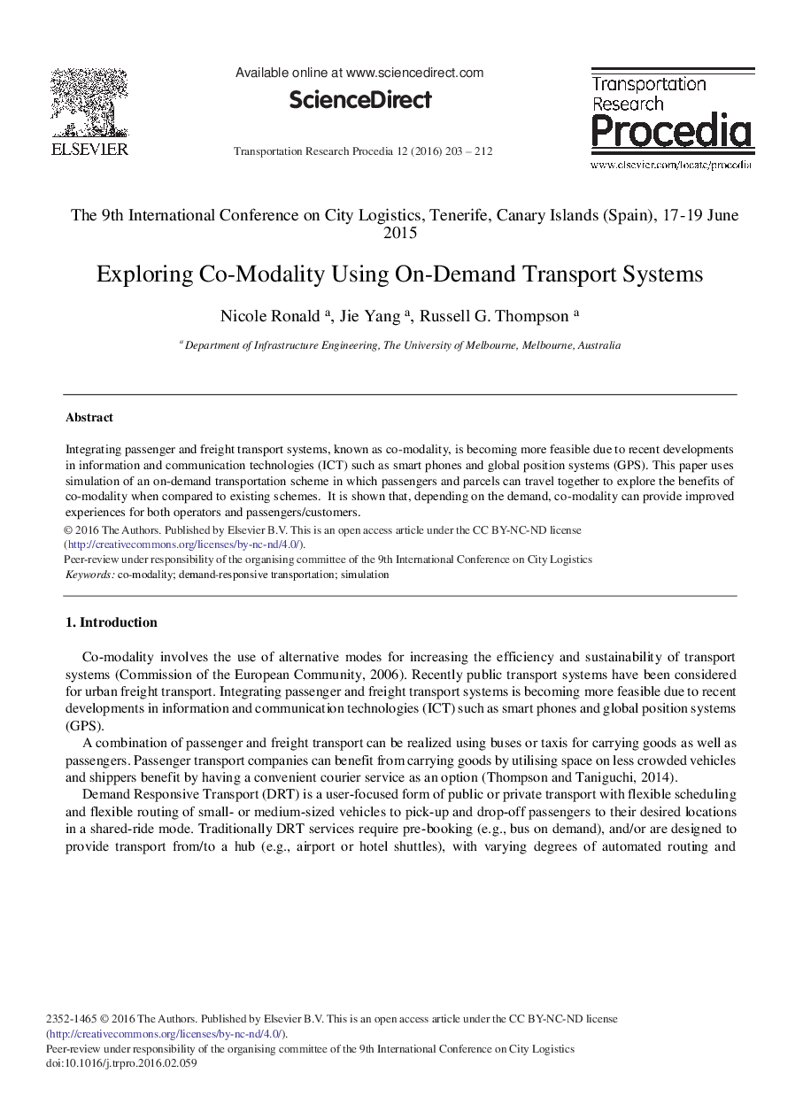 Exploring Co-Modality Using On-Demand Transport Systems 