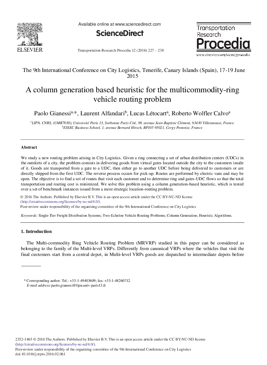 A Column Generation Based Heuristic for the Multicommodity-ring Vehicle Routing Problem 