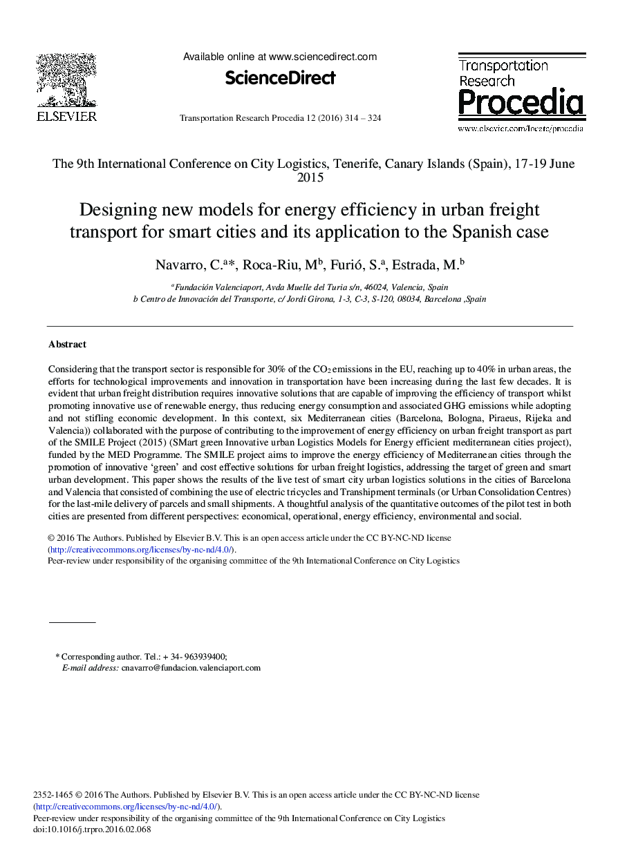 Designing New Models for Energy Efficiency in Urban Freight Transport for Smart Cities and its Application to the Spanish Case 