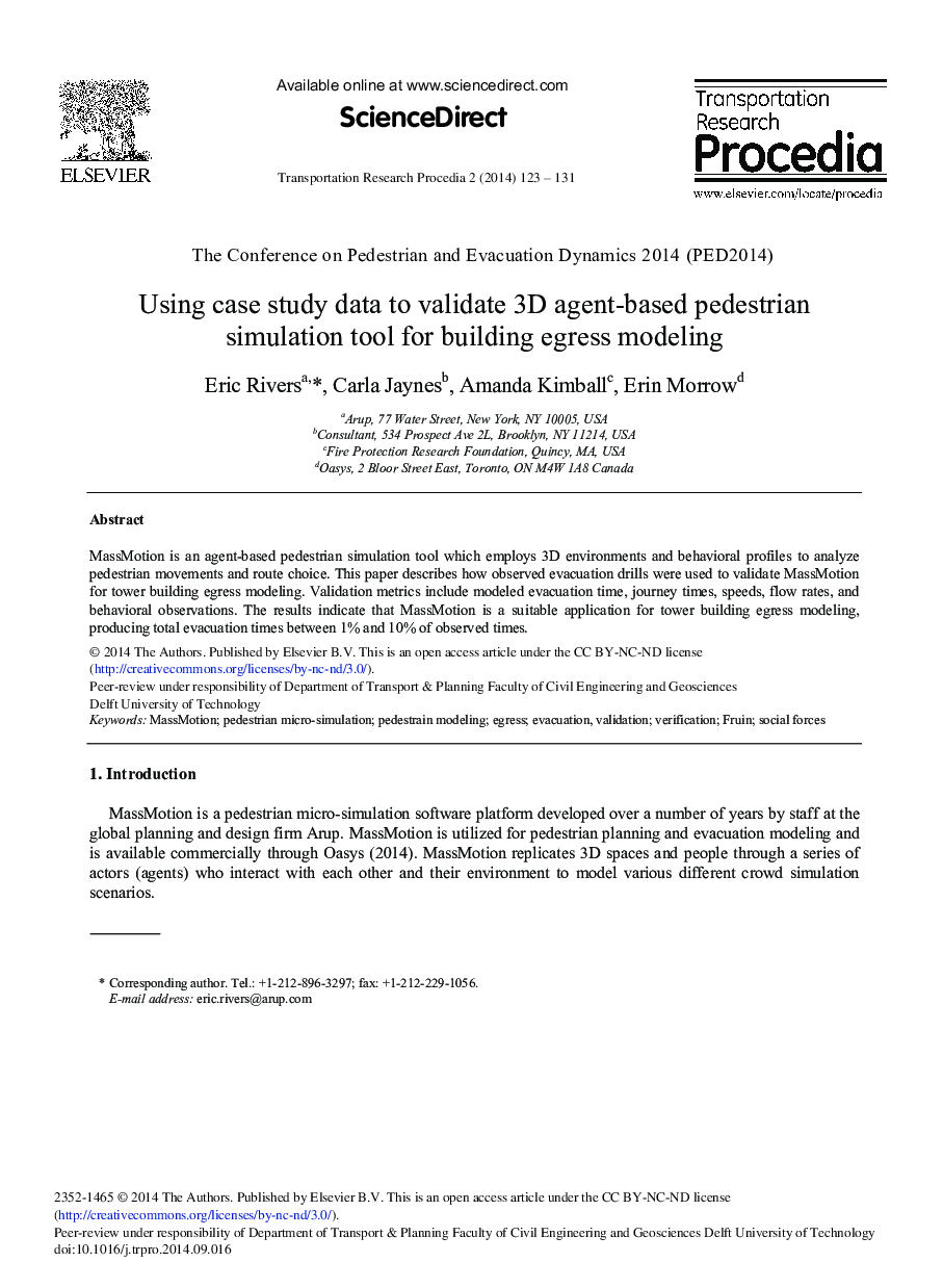 Using Case Study Data to Validate 3D Agent-based Pedestrian Simulation Tool for Building Egress Modeling 