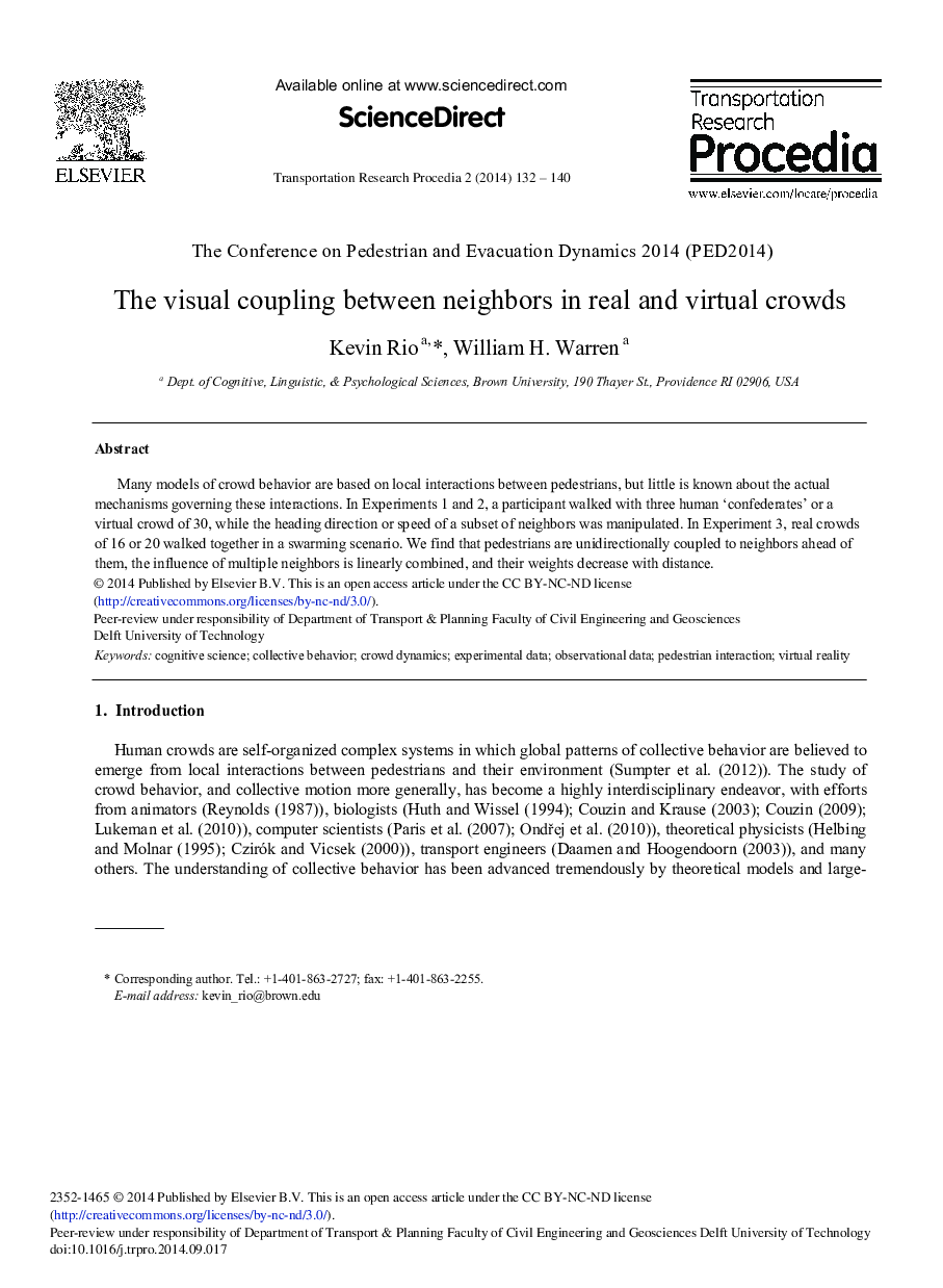 The Visual Coupling between Neighbors in Real and Virtual Crowds 