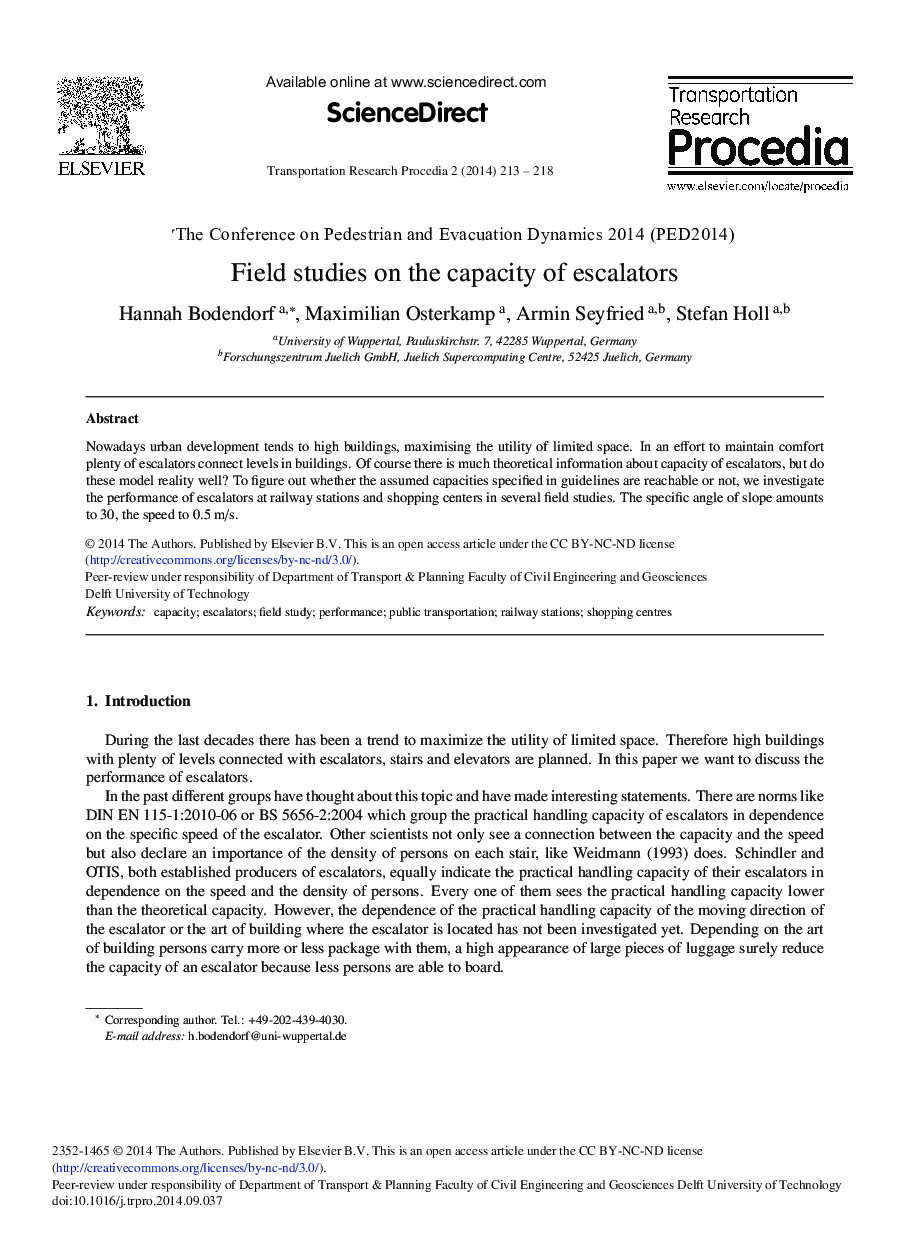 Field Studies on the Capacity of Escalators 