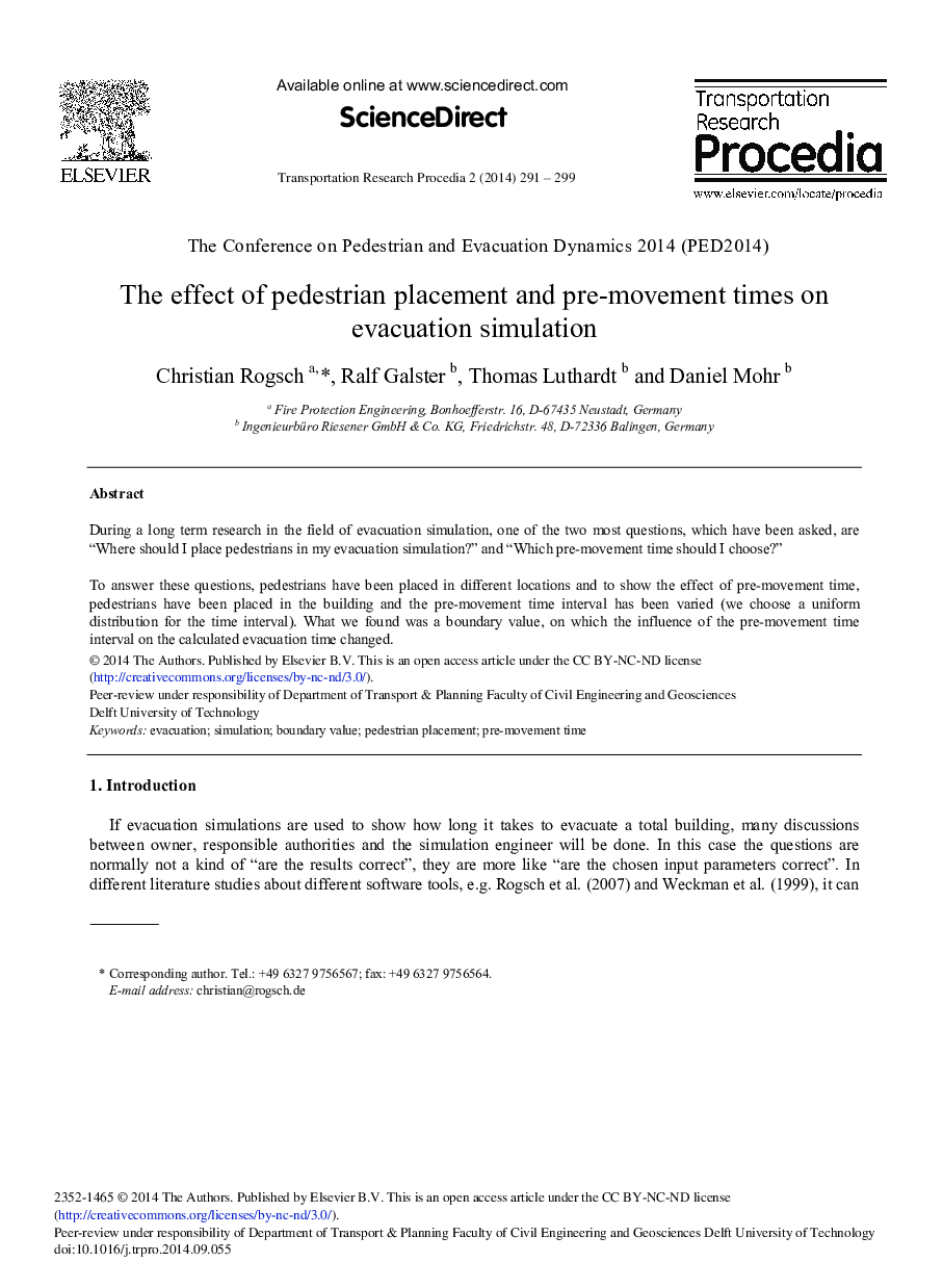 The Effect of Pedestrian Placement and Pre-movement Times on Evacuation Simulation 