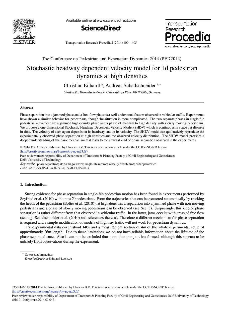 Stochastic Headway Dependent Velocity Model for 1d Pedestrian Dynamics at High Densities 