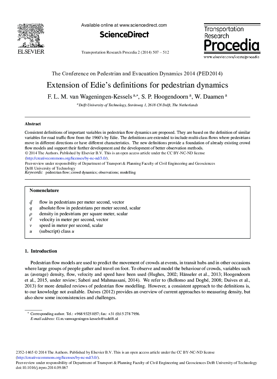 Extension of Edie's Definitions for Pedestrian Dynamics 