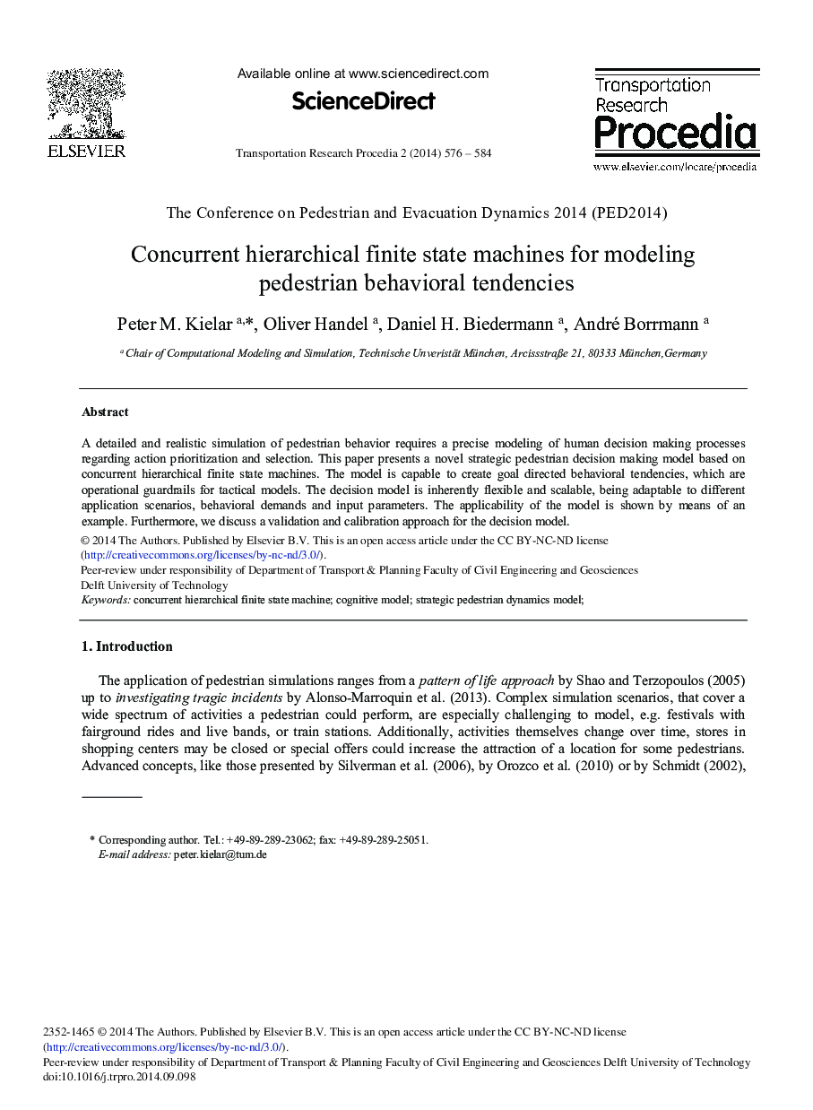 Concurrent Hierarchical Finite State Machines for Modeling Pedestrian Behavioral Tendencies 