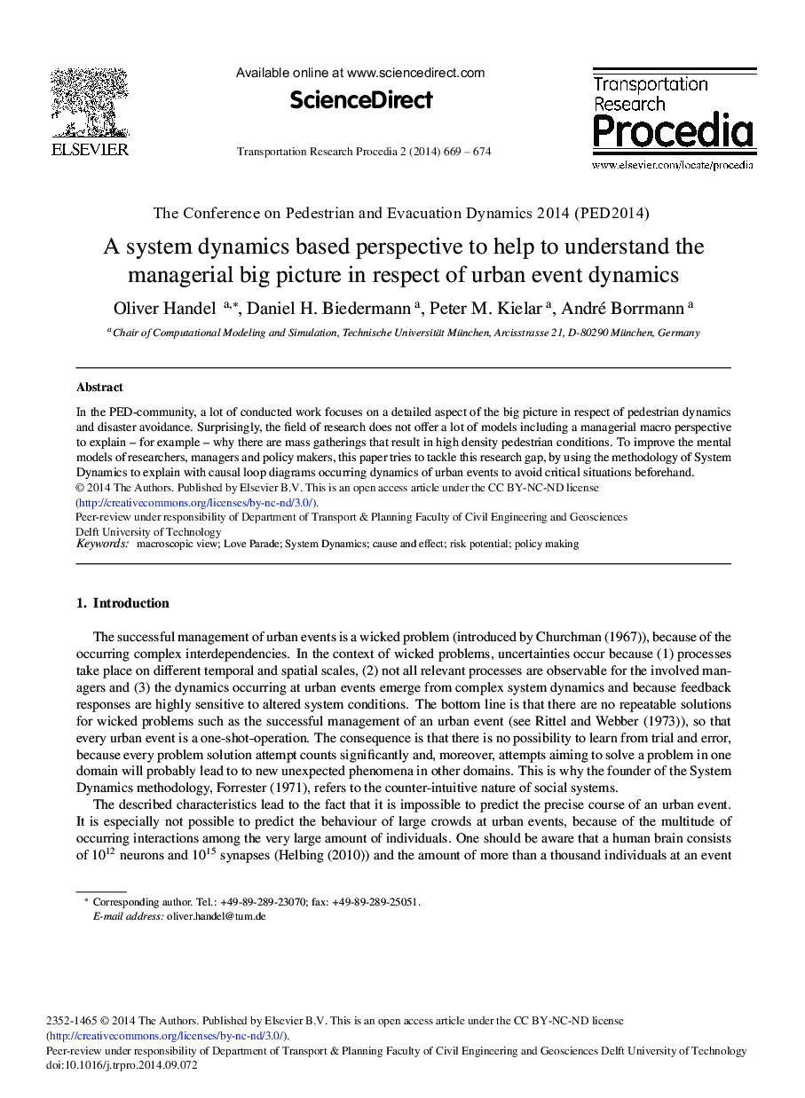 A System Dynamics based Perspective to Help to Understand the Managerial Big Picture in Respect of Urban Event Dynamics 