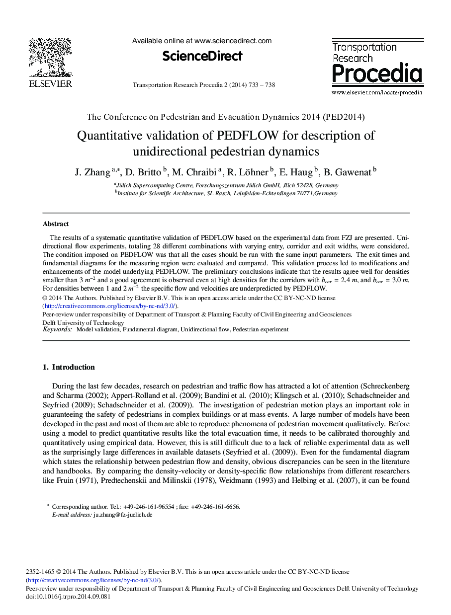 Quantitative Validation of PEDFLOW for Description of Unidirectional Pedestrian Dynamics 