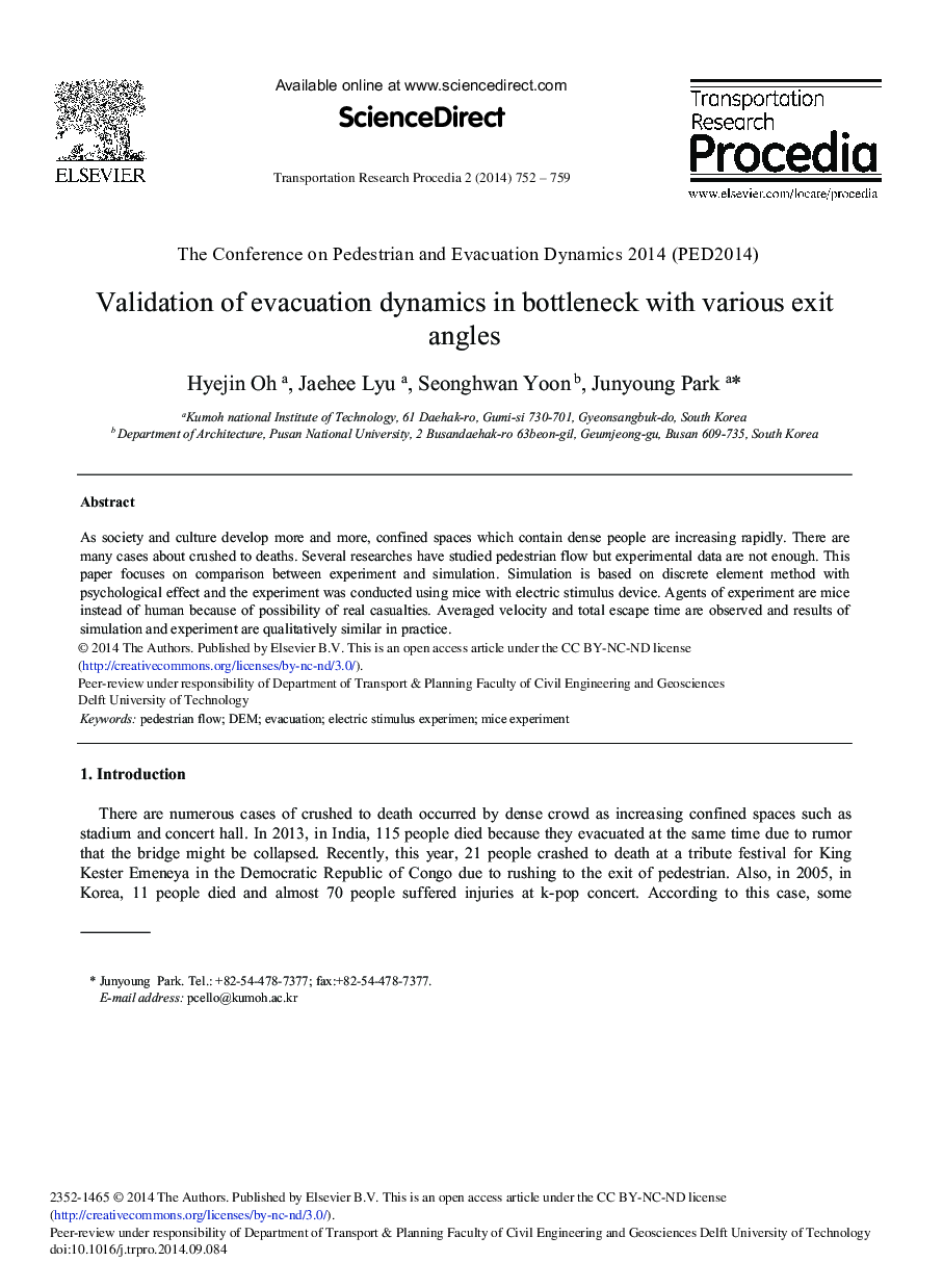 Validation of Evacuation Dynamics in Bottleneck with Various Exit Angles 