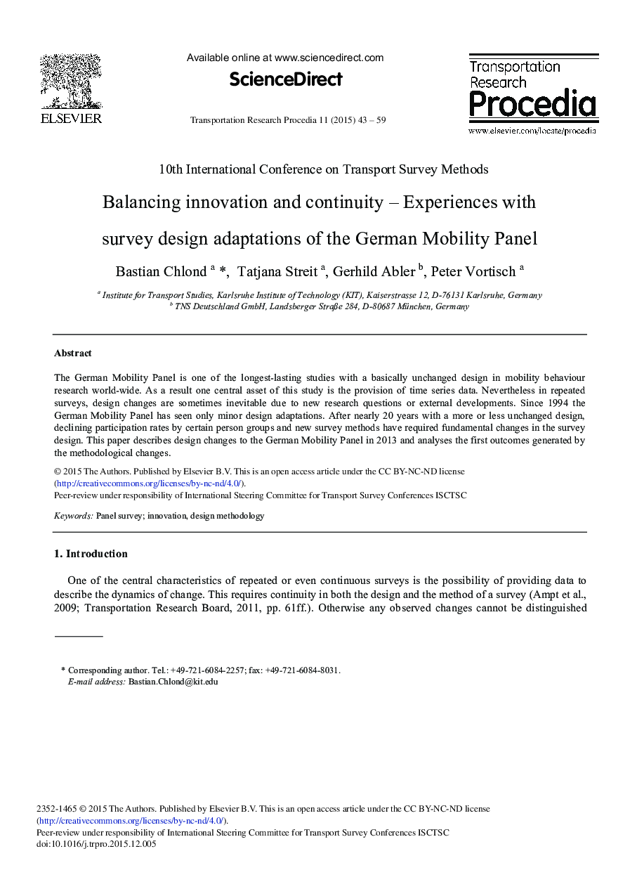 Balancing Innovation and Continuity – Experiences with Survey Design Adaptations of the German Mobility Panel 