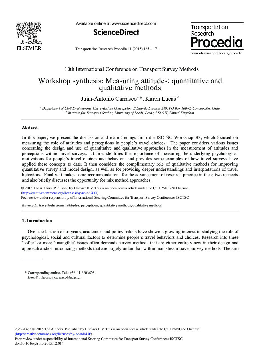 Workshop Synthesis: Measuring Attitudes; Quantitative and Qualitative Methods 