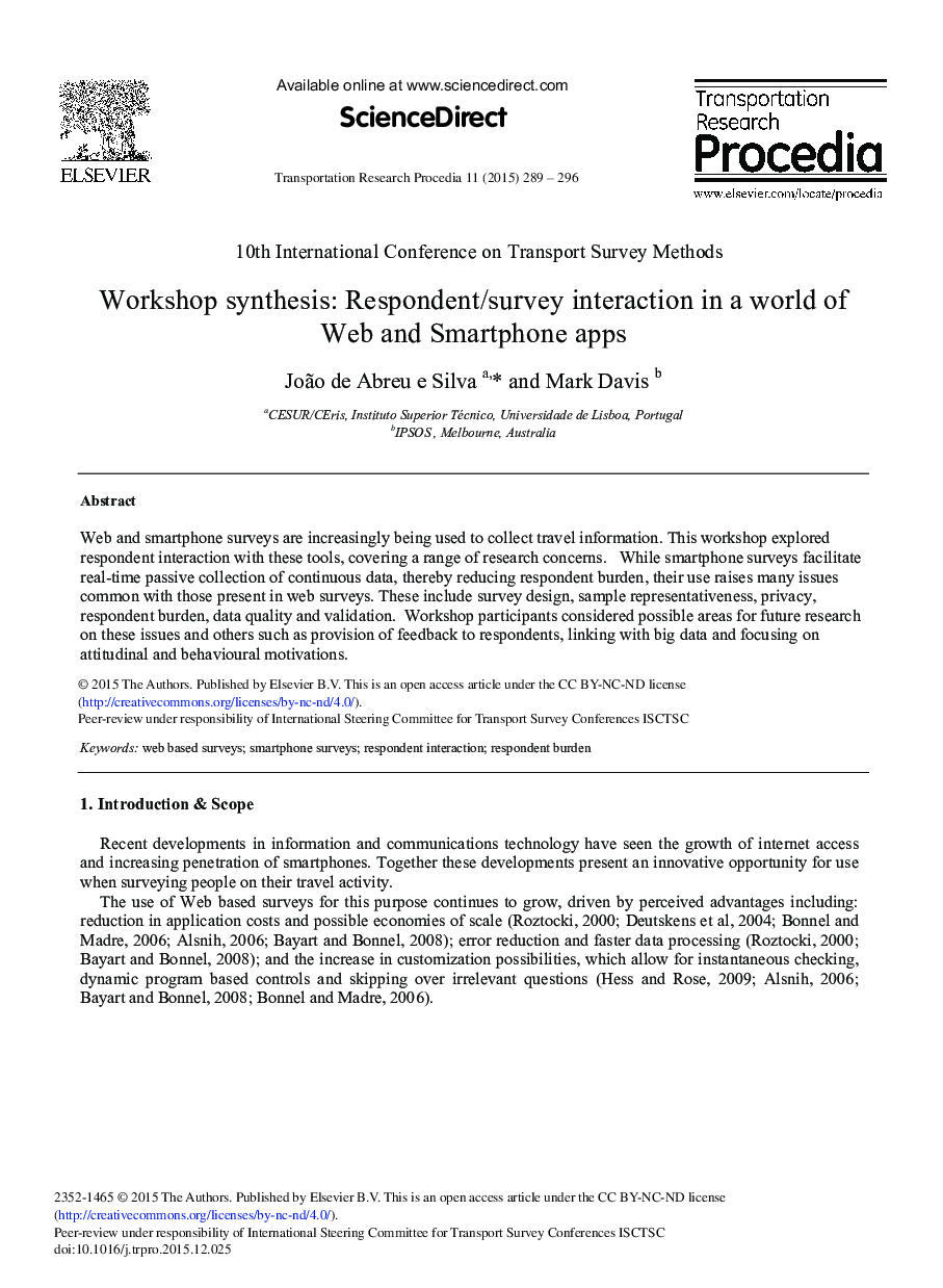 Workshop Synthesis: Respondent/Survey Interaction in a World of Web and Smartphone Apps 