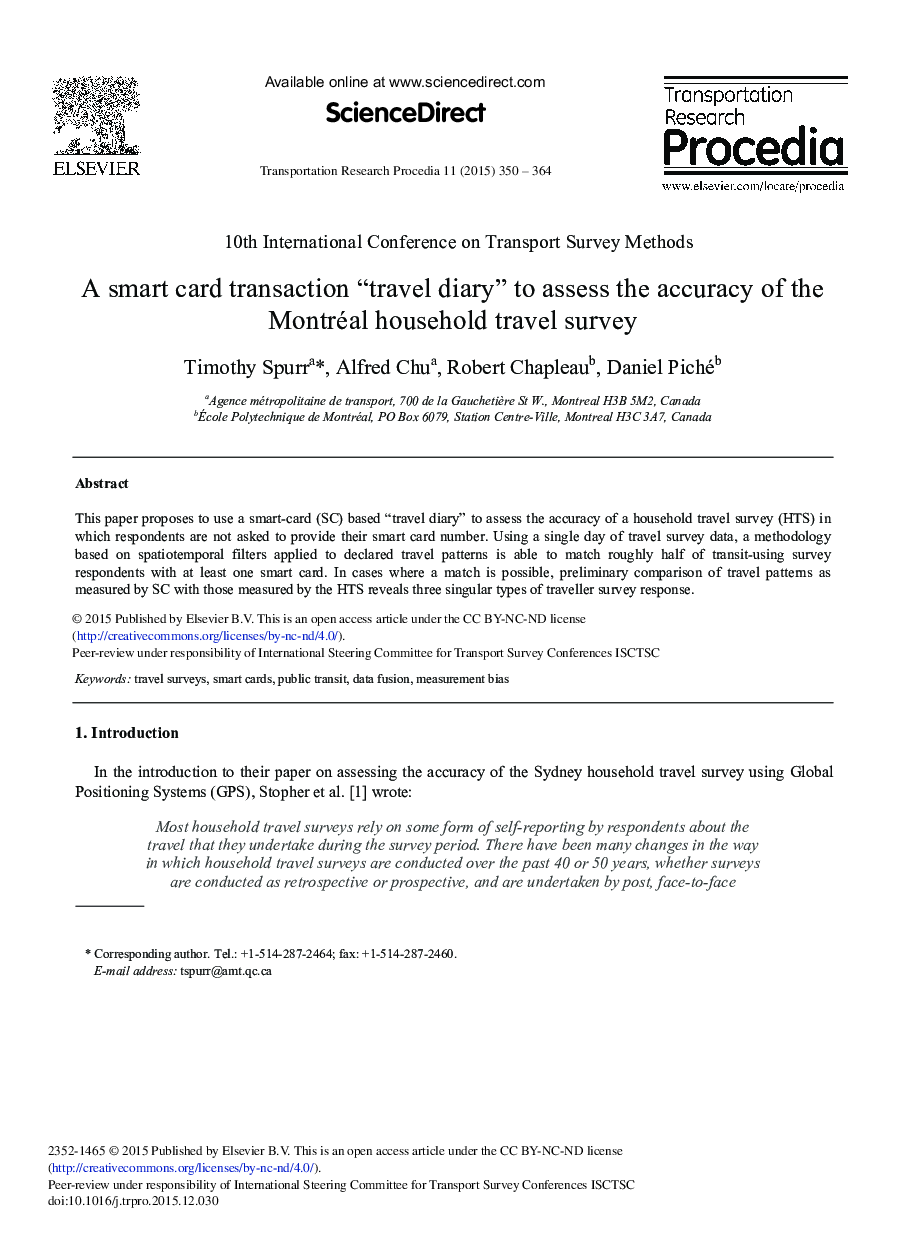 A Smart Card Transaction “Travel Diary” to Assess the Accuracy of the Montréal Household Travel Survey 