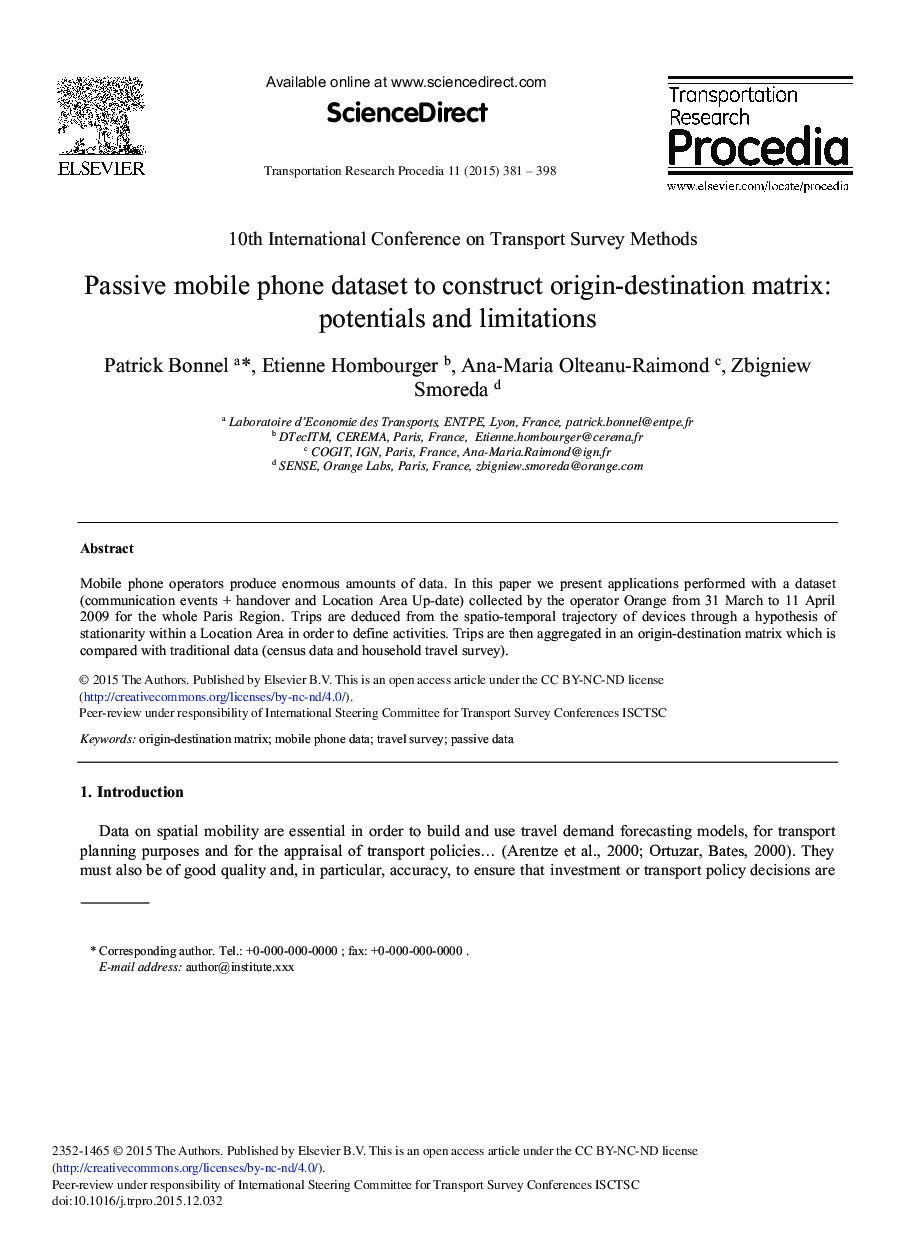 Passive Mobile Phone Dataset to Construct Origin-destination Matrix: Potentials and Limitations 