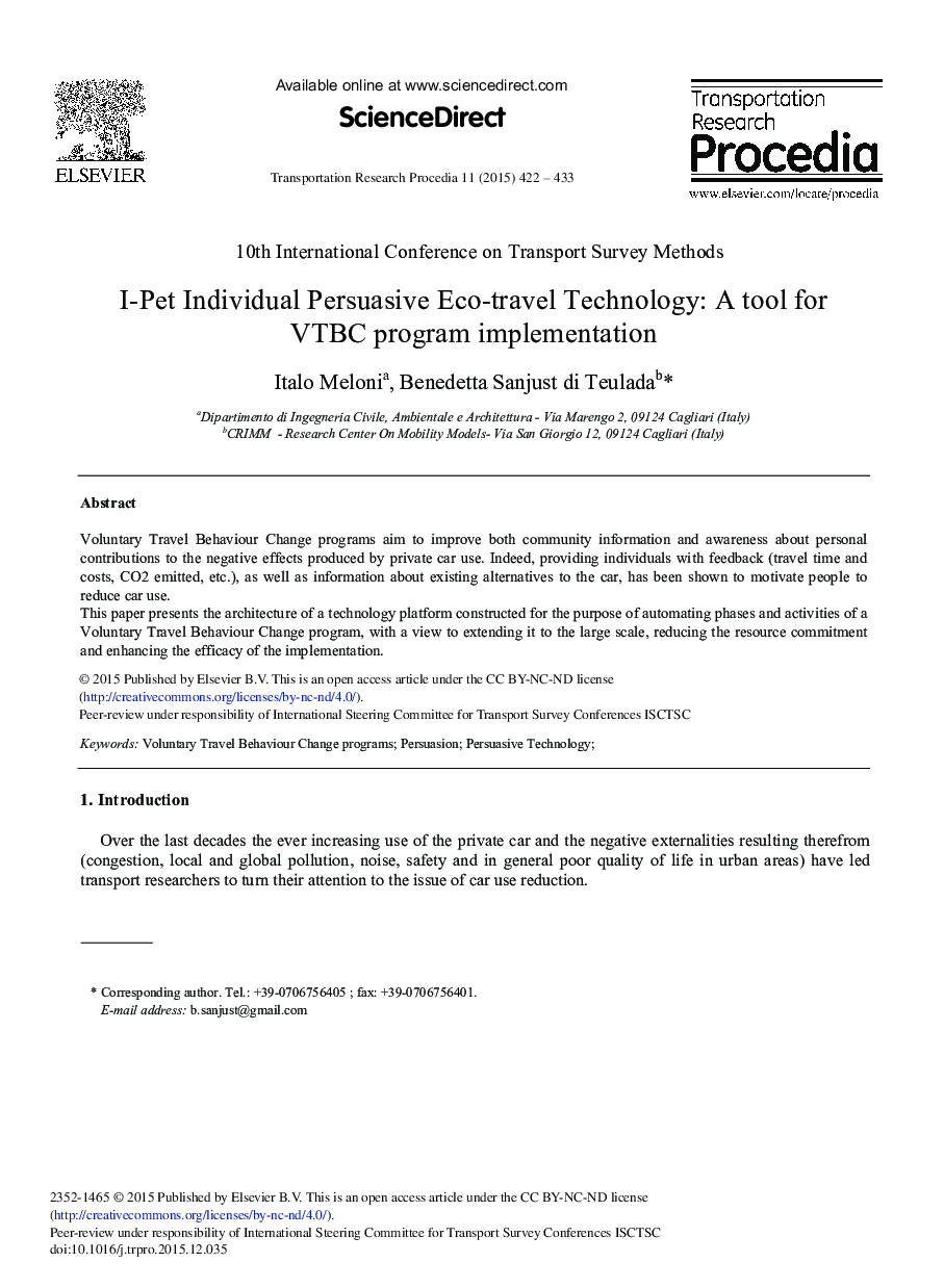 I-Pet Individual Persuasive Eco-travel Technology: A Tool for VTBC Program Implementation 