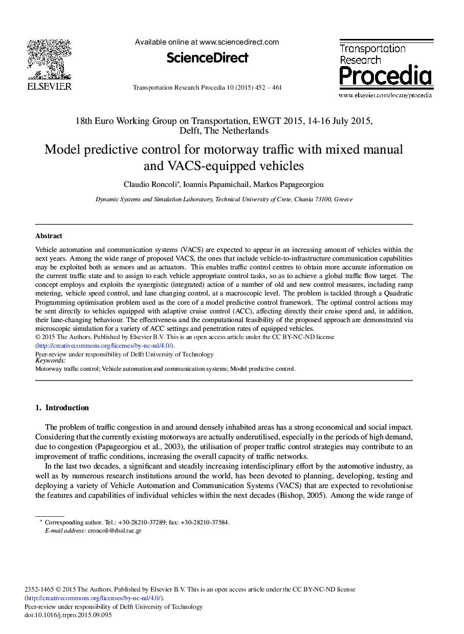 Model Predictive Control for Motorway Traffic with Mixed Manual and VACS-equipped Vehicles 