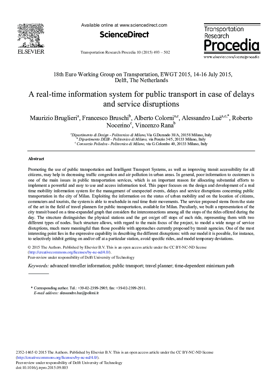 A Real-time Information System for Public Transport in Case of Delays and Service Disruptions 