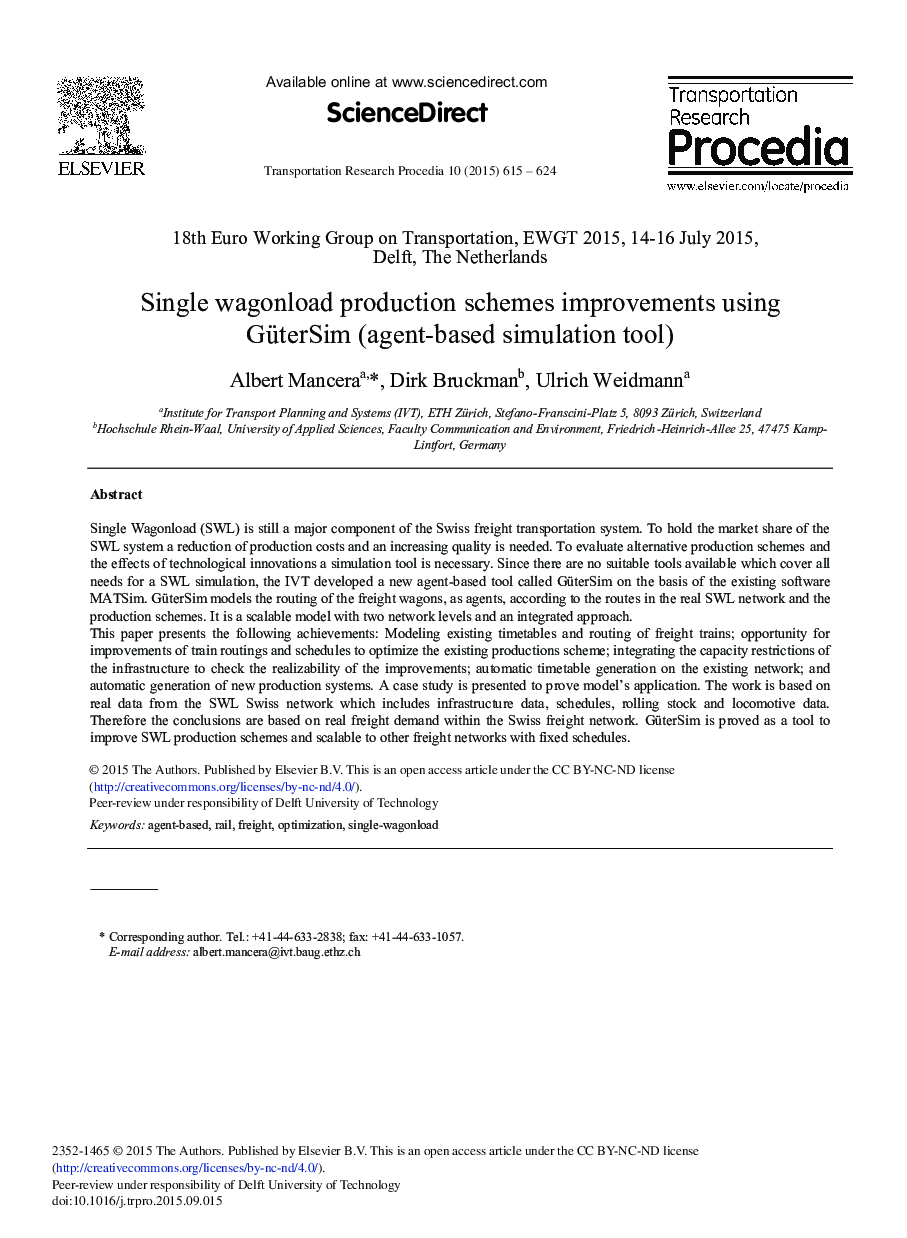 Single Wagonload Production Schemes Improvements Using GüterSim (Agent-based Simulation Tool) 