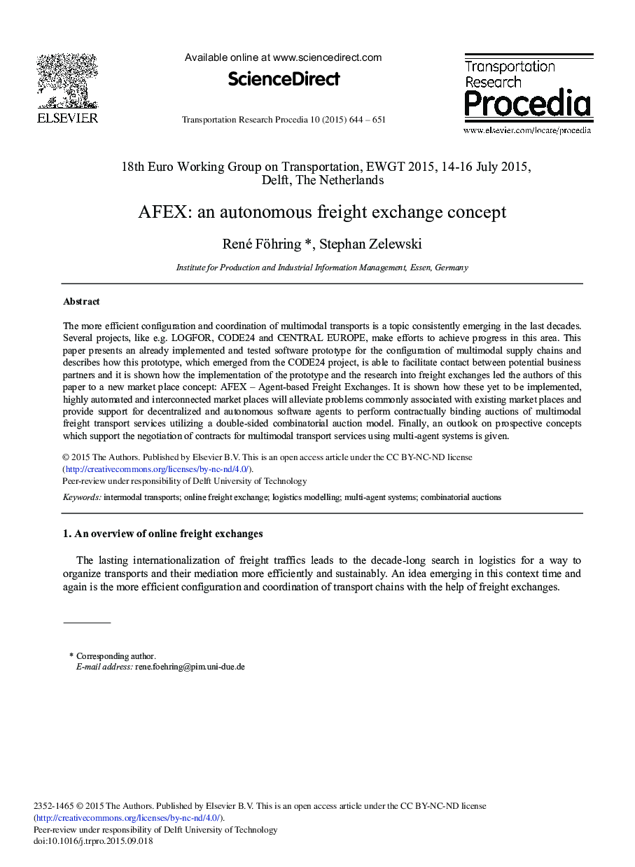 AFEX: مفهوم مبادله حمل و نقل باری مستقل