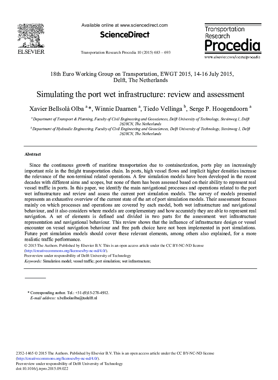 Simulating the Port Wet Infrastructure: Review and Assessment 