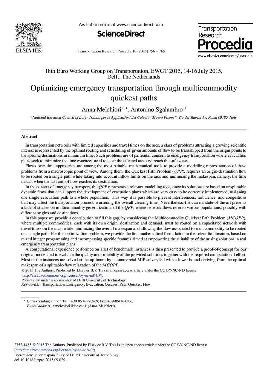 Optimizing Emergency Transportation through Multicommodity Quickest Paths 