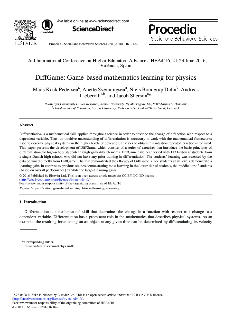 DiffGame: Game-based Mathematics Learning for Physics 