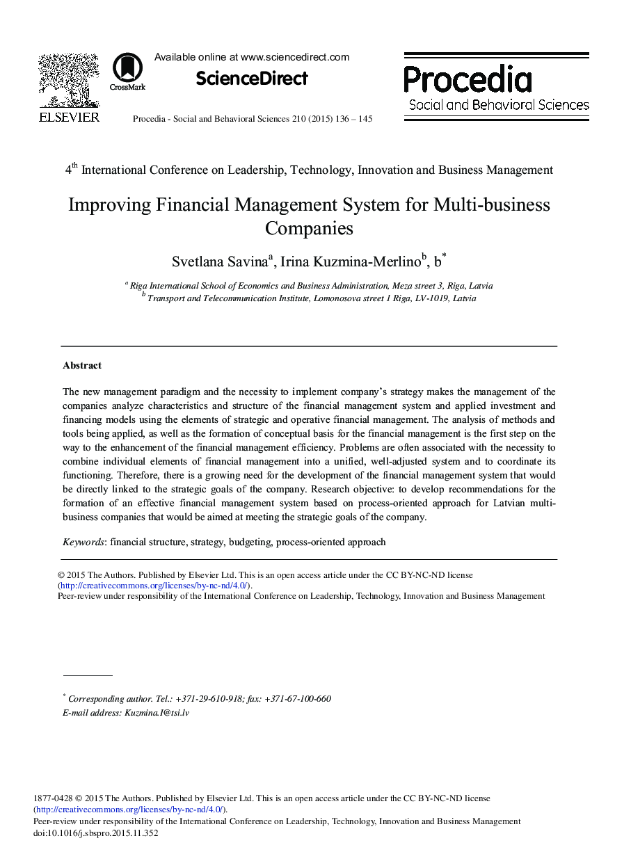 Improving Financial Management System for Multi-business Companies 