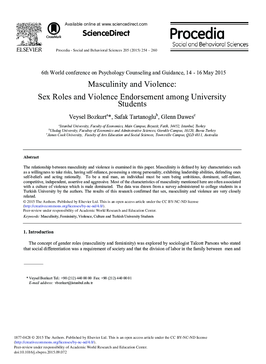 مردانگی و خشونت: نقشهای جنسیتی و حمایت از خشونت در میان دانشجویان دانشگاه 