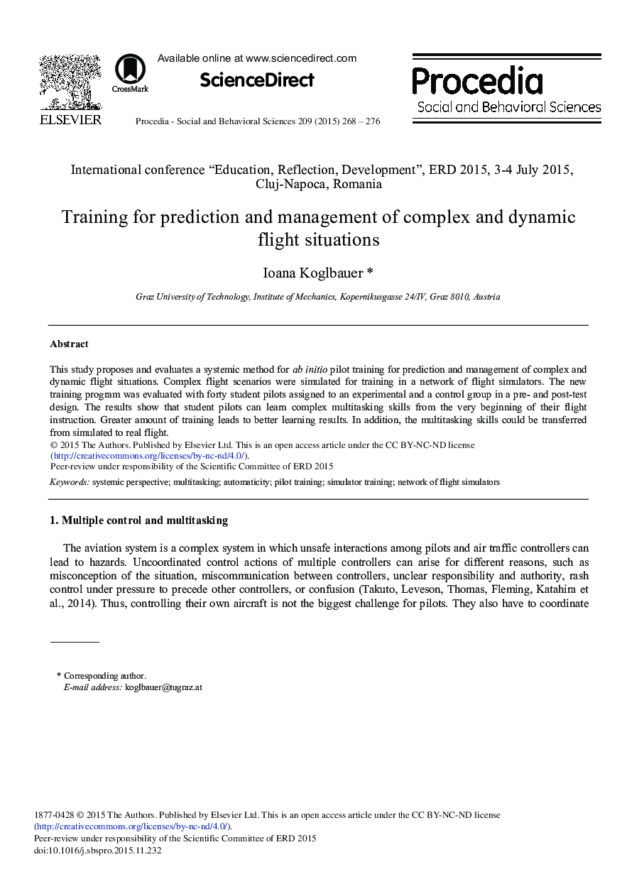 Training for Prediction and Management of Complex and Dynamic Flight Situations 