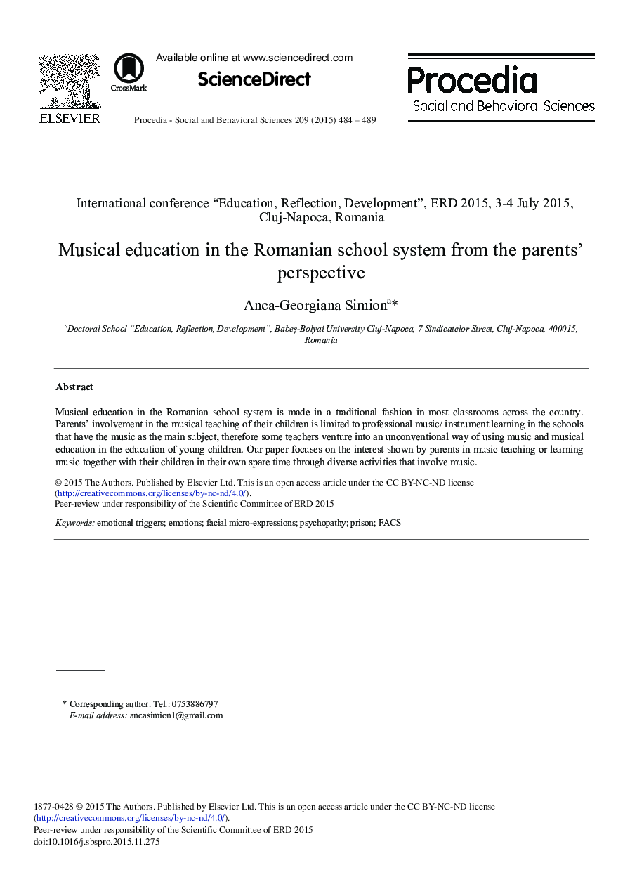 Musical Education in the Romanian School System from the Parents’ Perspective 