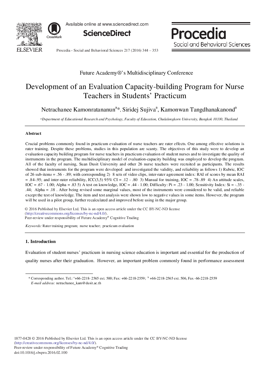 Development of an Evaluation Capacity-Building Program for Nurse Teachers in Students’ Practicum 