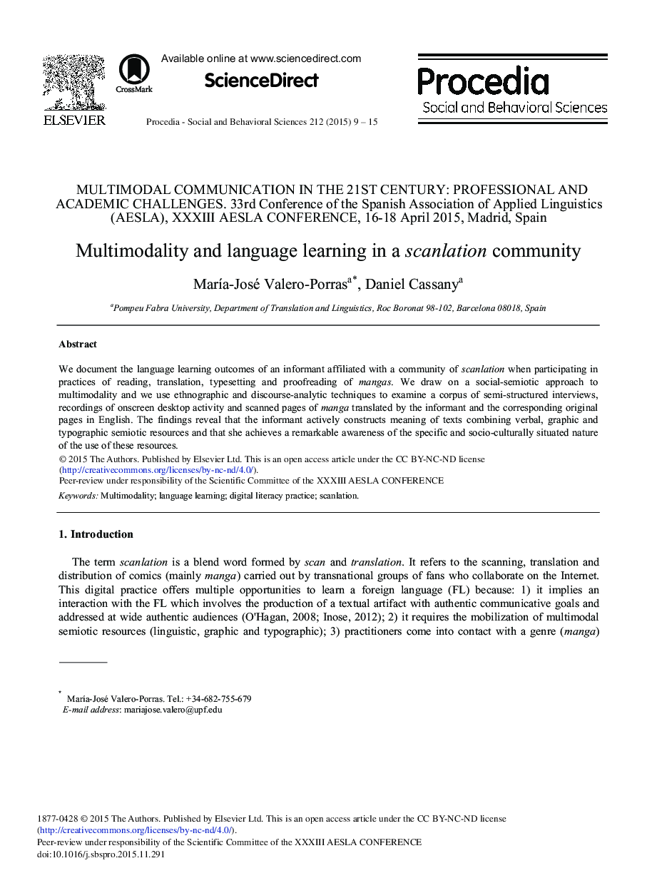 Multimodality and Language Learning in a Scanlation Community 