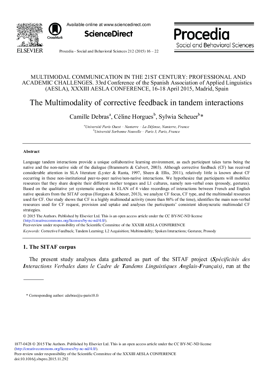 The Multimodality of Corrective Feedback in Tandem Interactions 