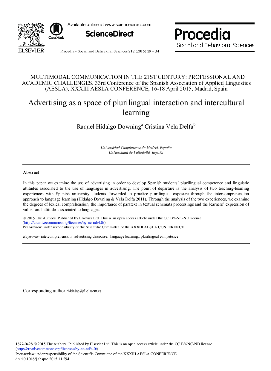 Advertising as a Space of Plurilingual Interaction and Intercultural Learning 