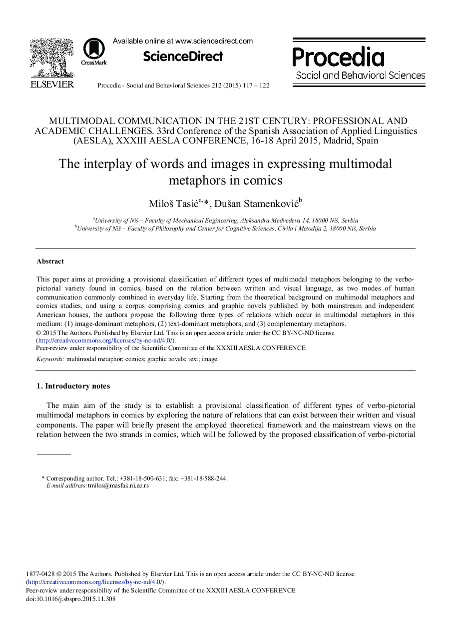 The Interplay of Words and Images in Expressing Multimodal Metaphors in Comics 