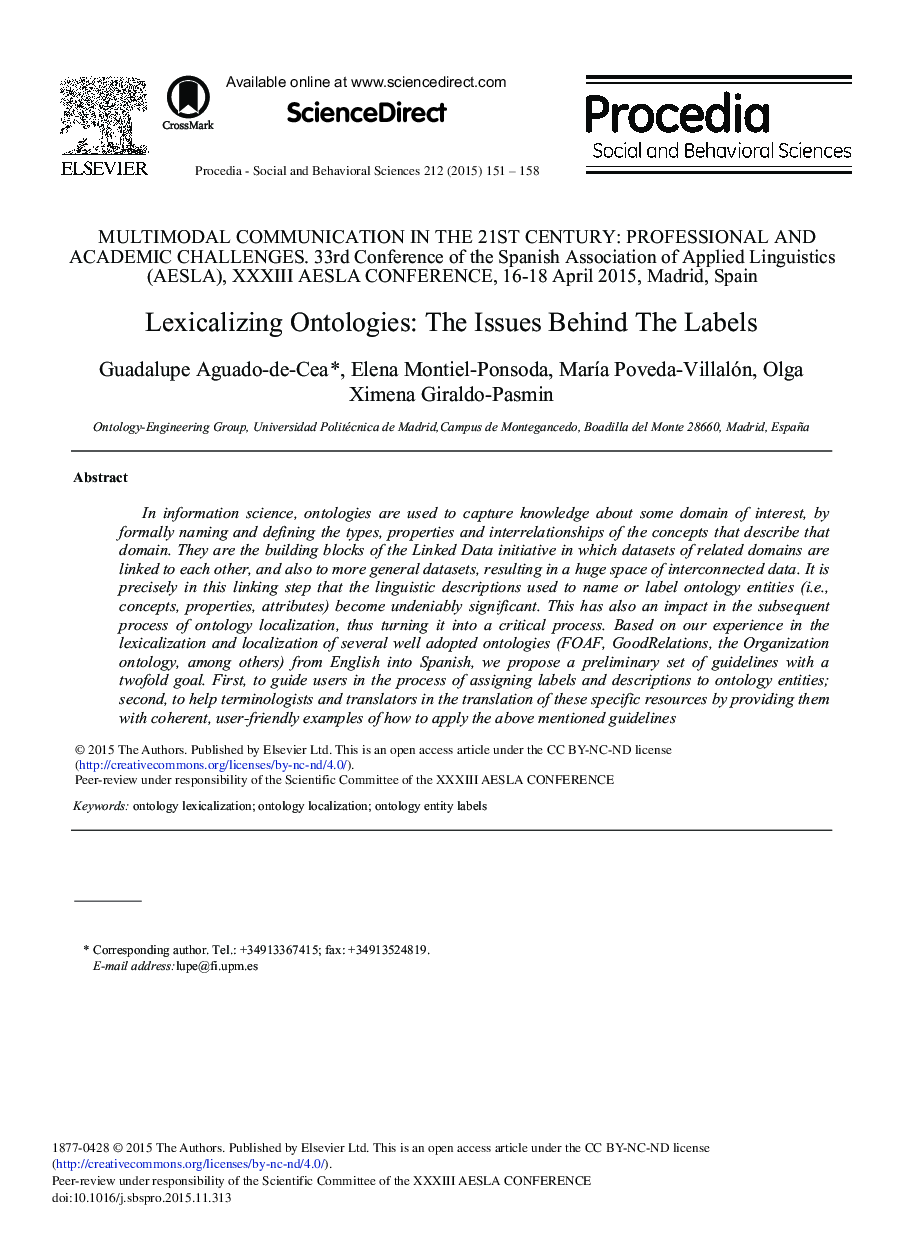 Lexicalizing Ontologies: The Issues Behind the Labels 