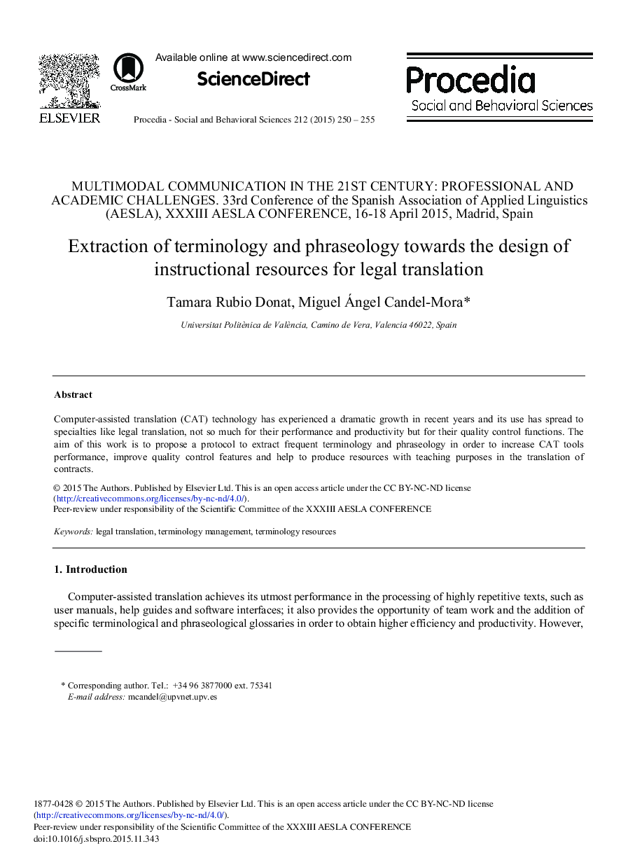 Extraction of Terminology and Phraseology Towards the Design of Instructional Resources for Legal Translation 