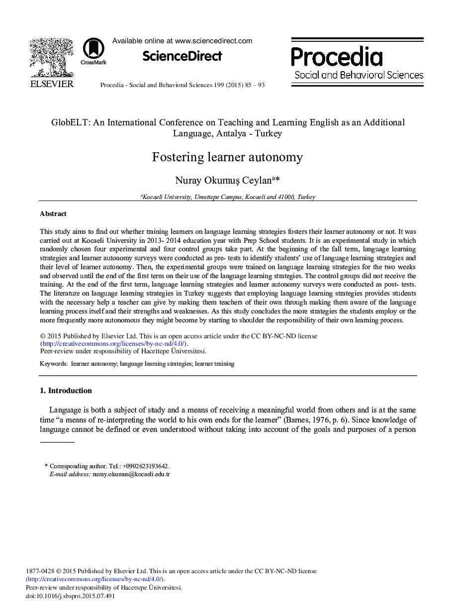 Fostering Learner Autonomy 