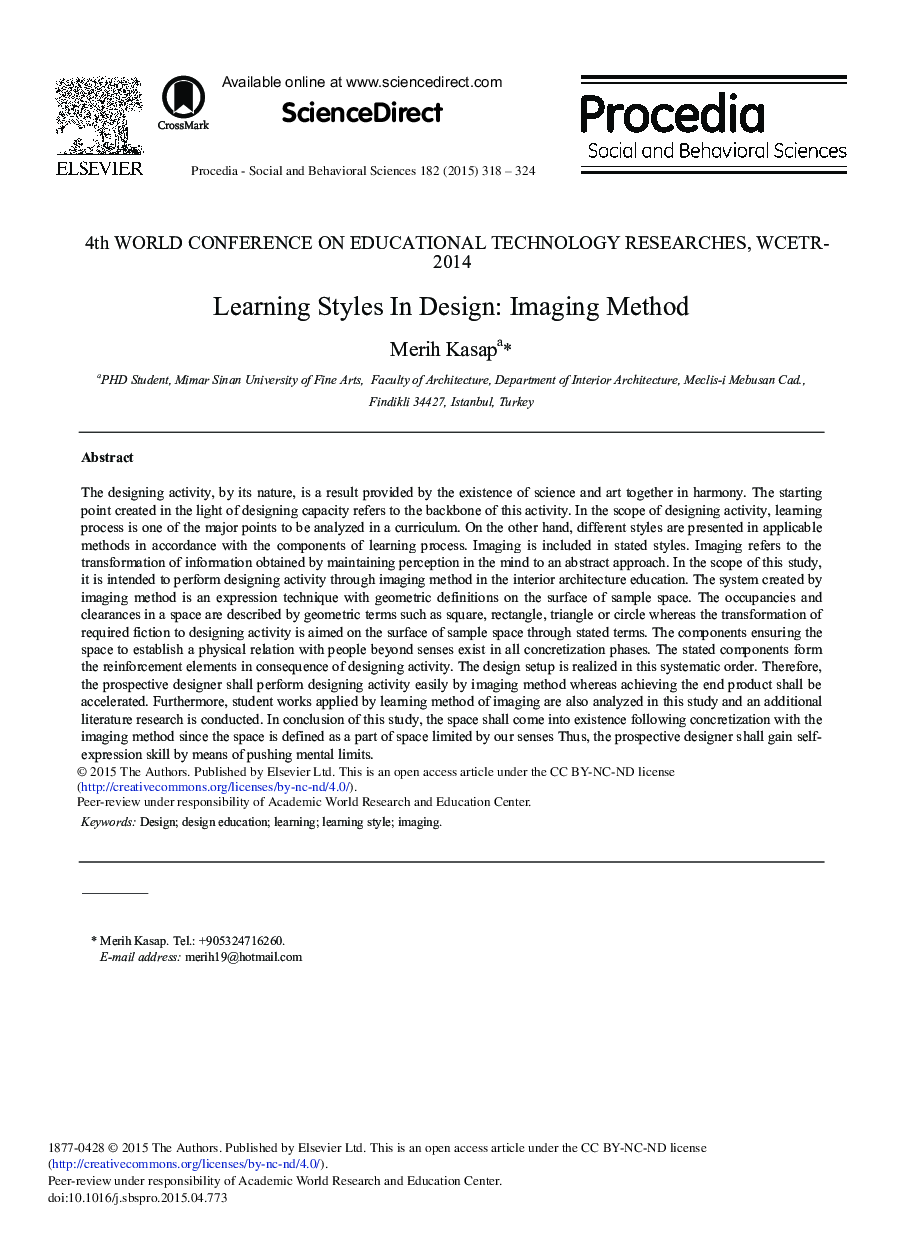 Learning Styles in Design: Imaging Method 