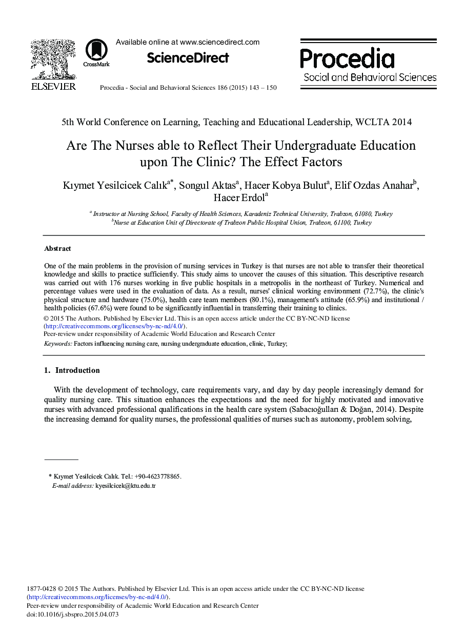 Are the Nurses able to Reflect their Undergraduate Education upon the Clinic? The Effect Factors 