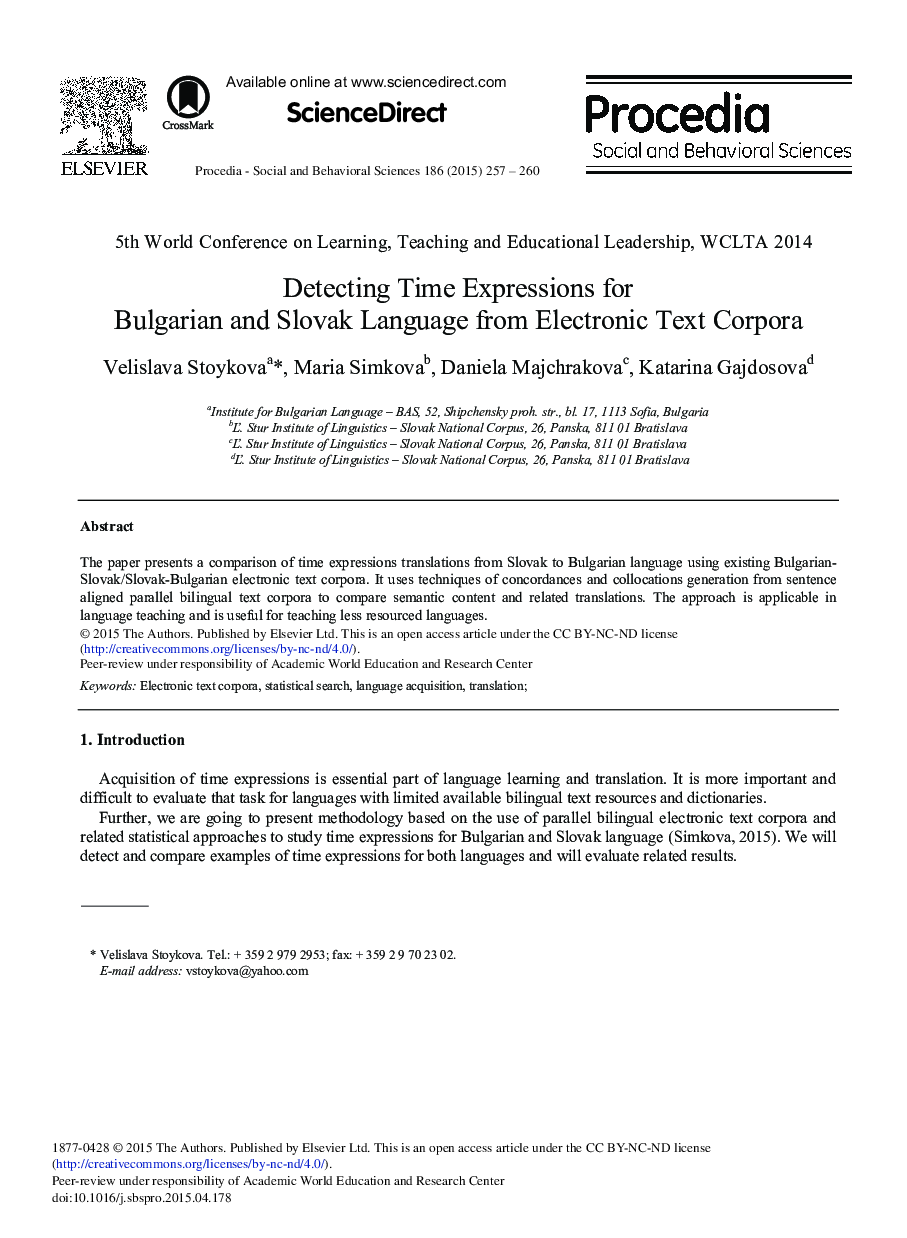 Detecting Time Expressions for Bulgarian and Slovak Language from Electronic Text Corpora 