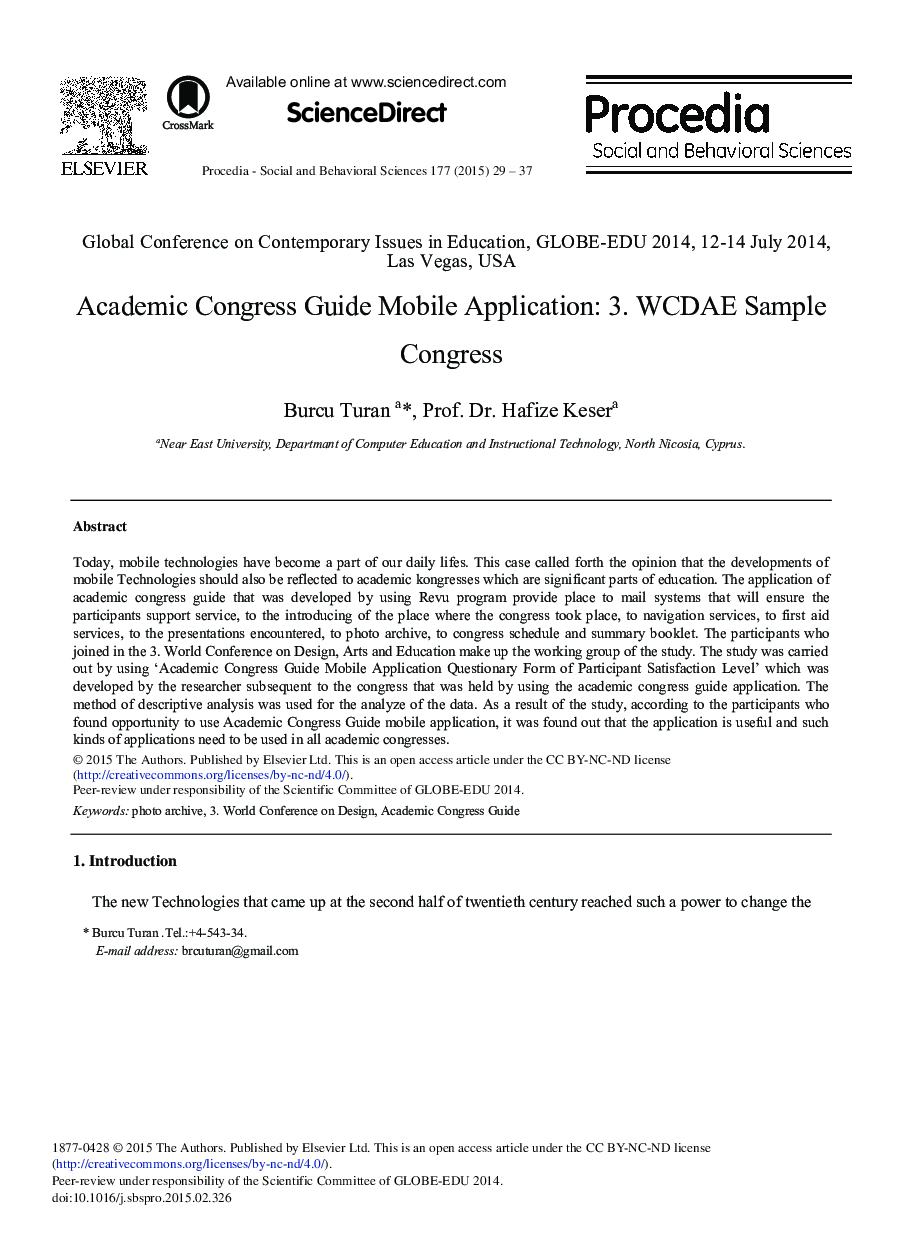 Academic Congress Guide Mobile Application: 3. WCDAE Sample Congress 