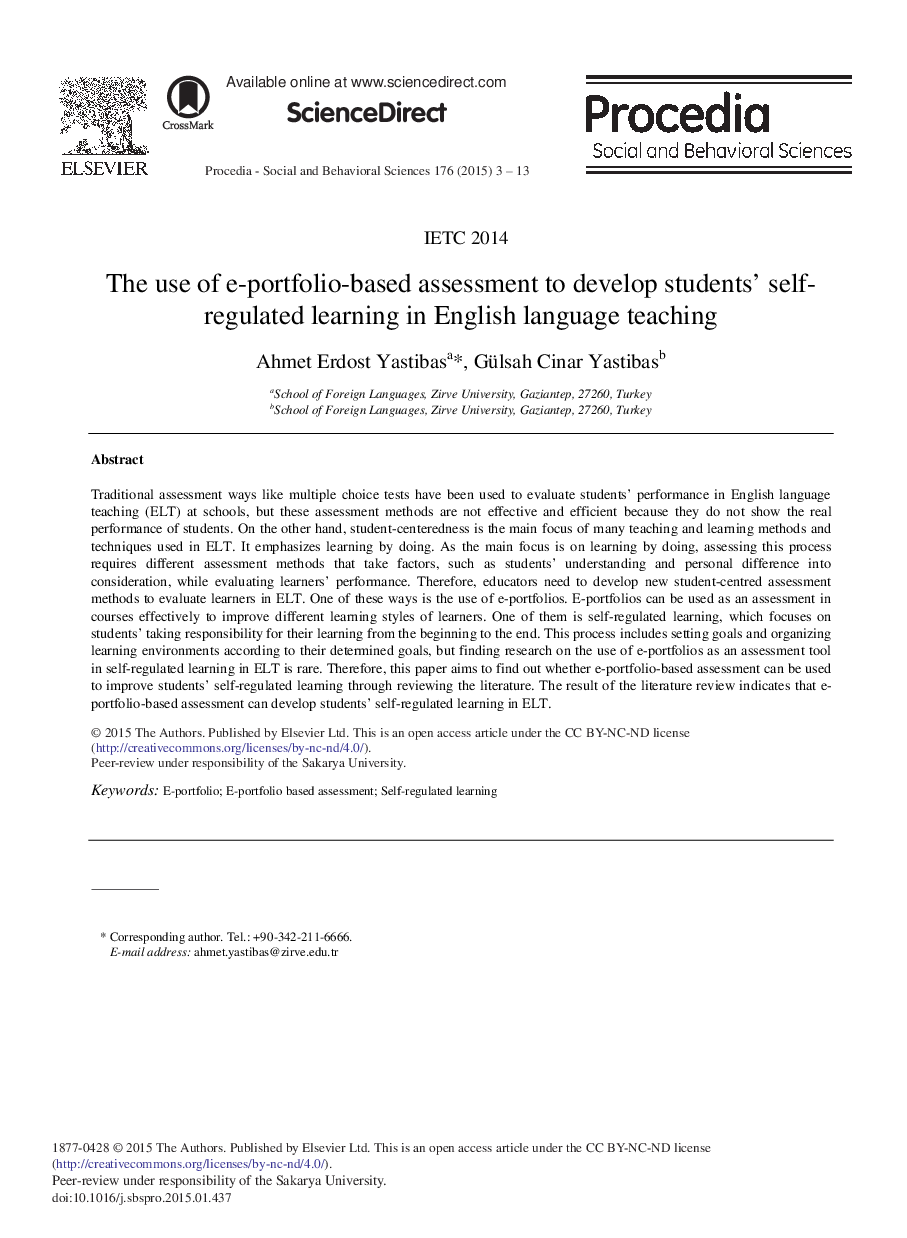 The Use of E-portfolio-based Assessment to Develop Students’ Self-regulated Learning in English Language Teaching 