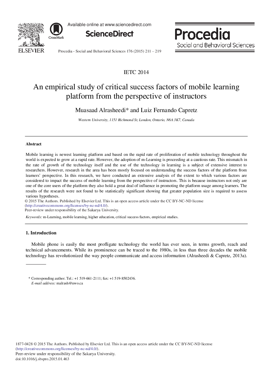 An Empirical Study of Critical Success Factors of Mobile Learning Platform from the Perspective of Instructors 