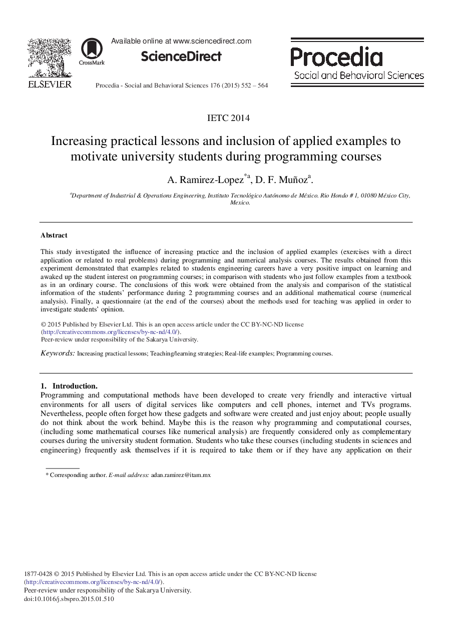 Increasing Practical Lessons and Inclusion of Applied Examples to Motivate University Students during Programming Courses 