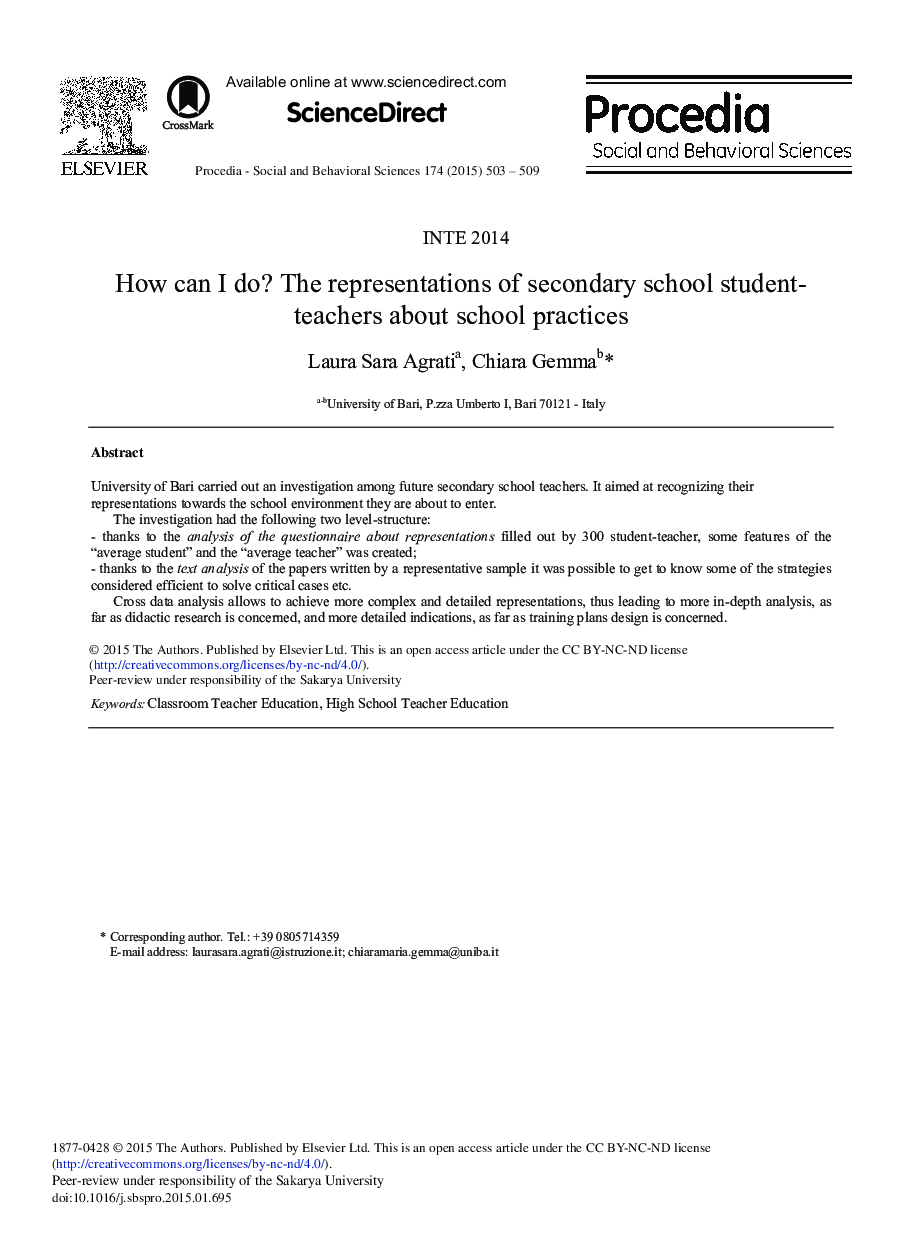 How can I do? The Representations of Secondary School Student-teachers about School Practices 