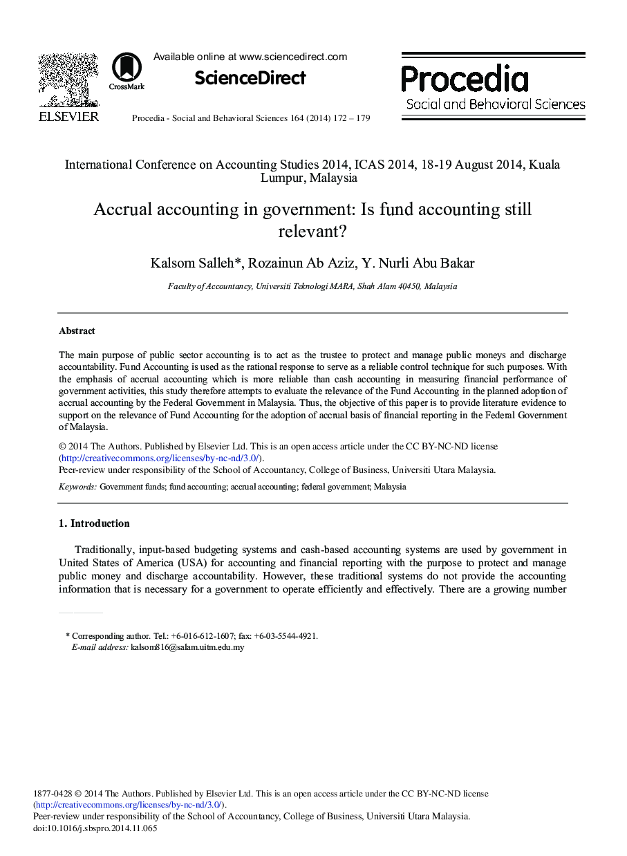 Accrual Accounting in Government: Is Fund Accounting Still Relevant? 