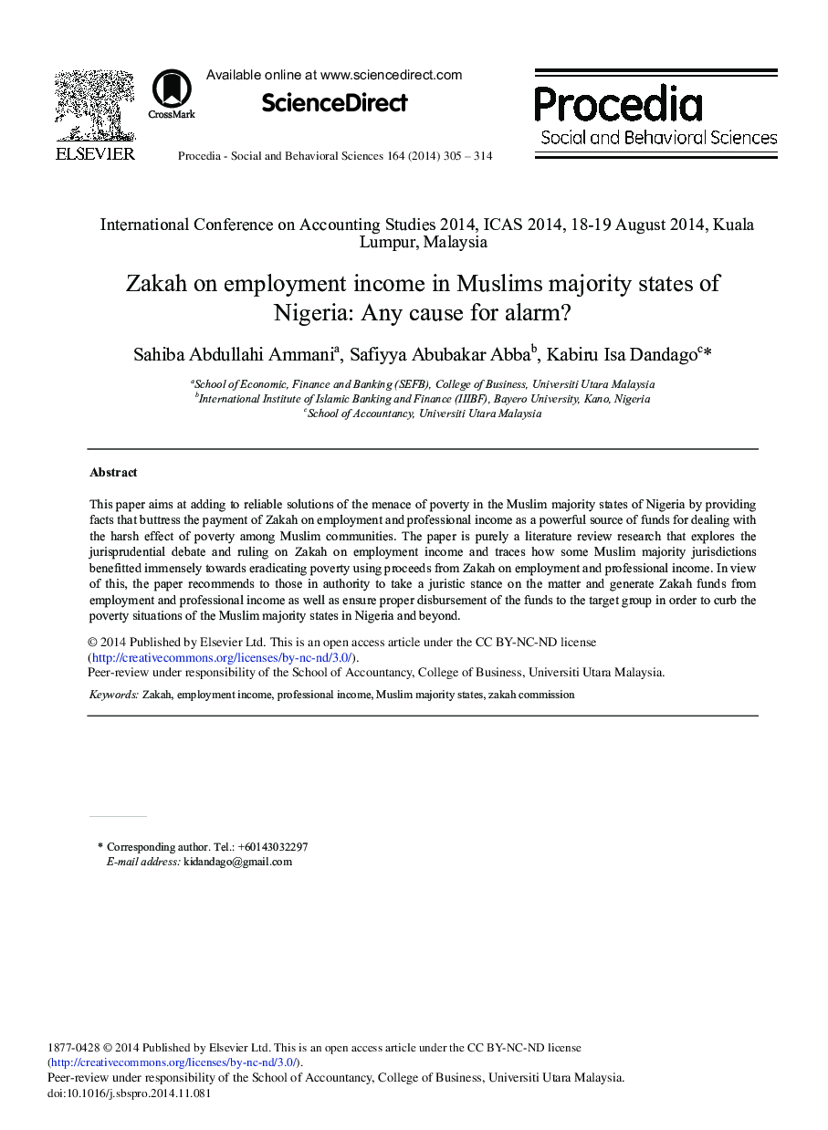 Zakah on Employment Income in Muslims Majority States of Nigeria: Any Cause for Alarm? 